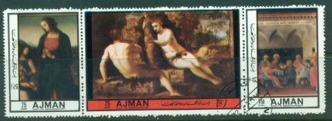 Ajman 1972 Mi#2436-2438 Art, Paintings