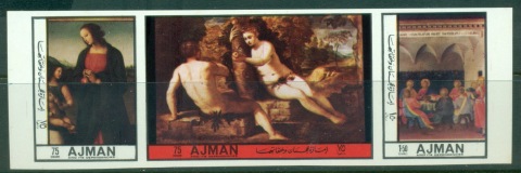 Ajman 1972 Mi#2436-2438B Art, Paintings IMPERF