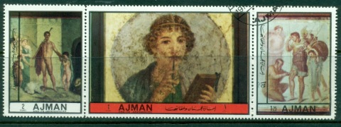 Ajman 1972 Mi#2442-2444 Young Men in Pompeian Art