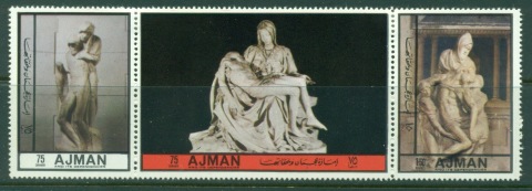 Ajman 1972 Mi#2448-2450 Sculptures by Michaelangelo, The Pieta