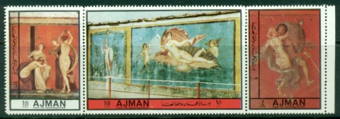 Ajman 1972 Mi#2454-2456 Pompeian Nude paintings