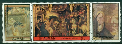 Ajman 1972 Mi#2457-2459 Christmas Paintings by Italian Masters