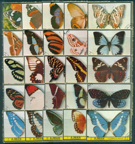 Ajman 1972 Butterflies, Moths 25v Pt.V