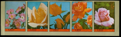 Ajman-1972-Mi2078-2082B-Flowers-Queens-Roses-IMPERF-folded-MUH