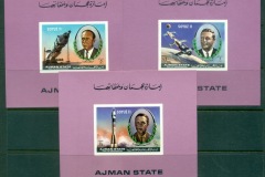 Ajman 1972 Mi#1264-1266 Soyuz 11, In Memoriam 3xDLMS purple background