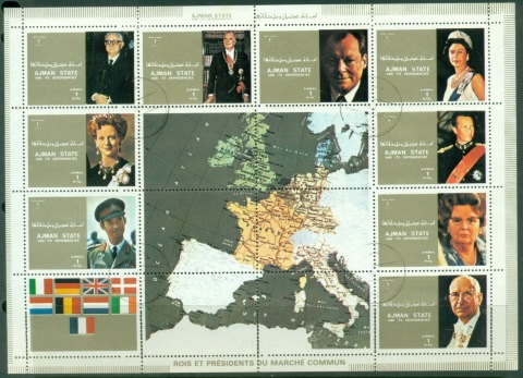 Ajman 1973 Mi#2587-2595 Heads of the European member States sheetlet