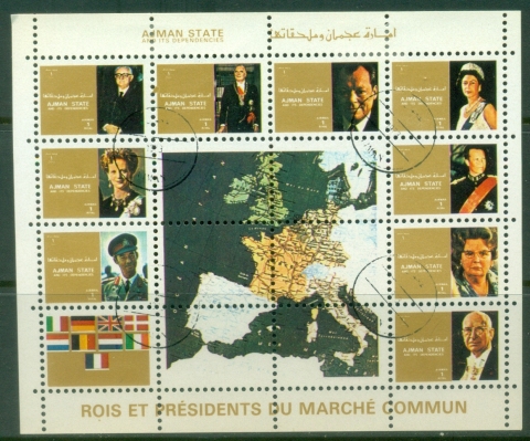 Ajman 1973 Mi#2596-2604 Heads of the European member States sheetlet small size