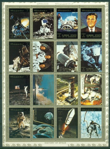 Ajman 1973 Mi#2637-2652 US Progress in Space sheetlet