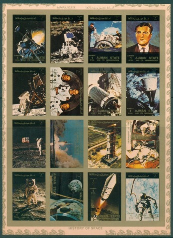 Ajman 1973 Mi#2637-2652B US Progress in Space sheetlet IMPERF