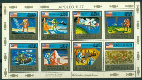 Ajman 1973 Mi#2669-2676 Apollo 11-17 Space Program sheetlet
