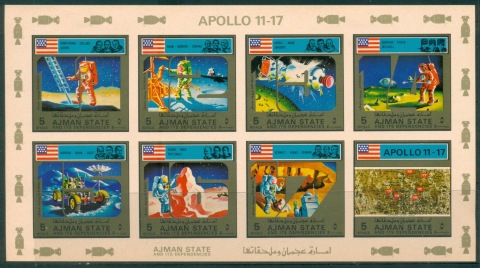 Ajman 1973 Mi#2669-2676B Apollo 11-17 Space Program sheetlet IMPERF