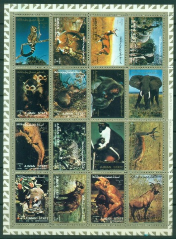 Ajman 1973 Mi#2685-2700 Mammals sheetlet