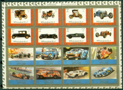 Ajman 1973 Mi#2749-2764 Cars, Vintage, Racing sheetlet