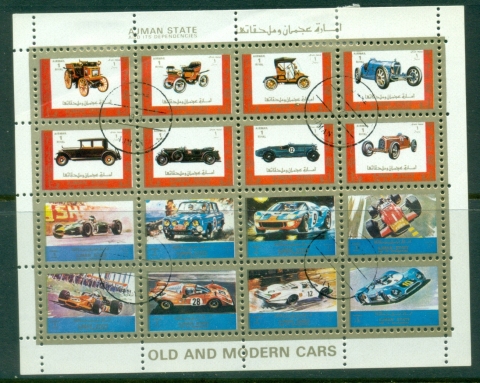 Ajman 1973 Mi#2765-2780 Cars, Vintage, Racing sheetlet small size