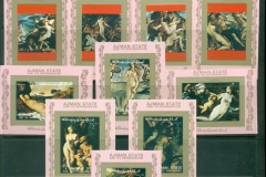 Ajman 1973 Mi#2555-2570 Nude paintings 16xDLMS pink, IMPERF