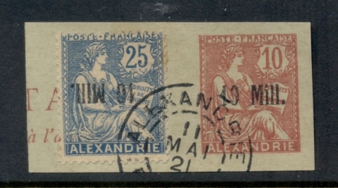 Alexandria 1921 10mil on 25c INVERTED Surcharge on stationery piece