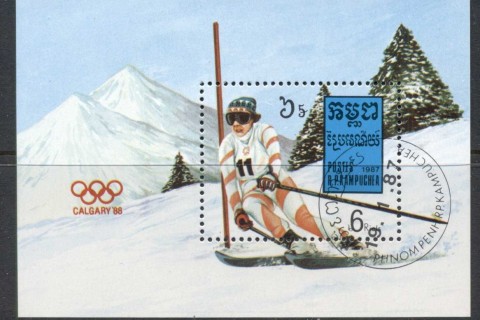 Cambodia-1987-Winter-Olympics-Calgary-MS-CTO