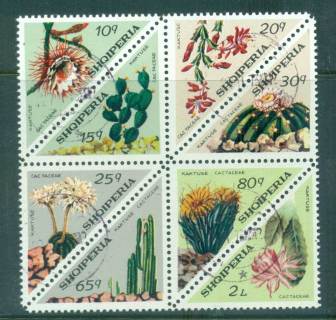 Albania-1973-Flowering-Cacti-Blk-8-CTO-lot69780