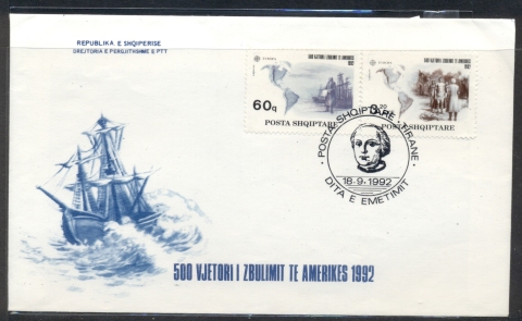 Albania-1992-Europa-Columbus-Discovery-of-America-FDC