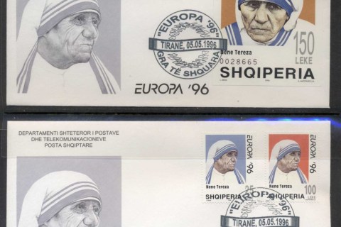 Albania-1996-Europa-Famous-Women-MS-2x-FDC
