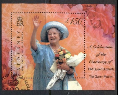 Alderney-2000-Queen-Mother-100th-Birthday-MS-FU