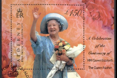 Alderney-2000-Queen-Mother-100th-Birthday-MS-FU