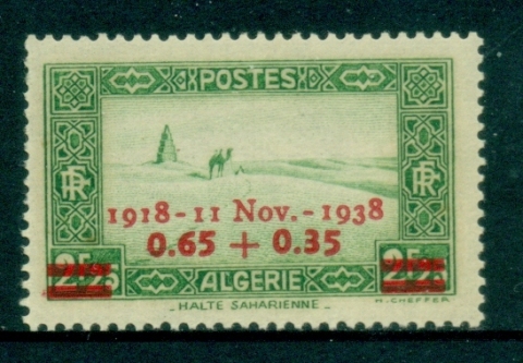 Algeria 1938 Armistice Day 20th Anniv.