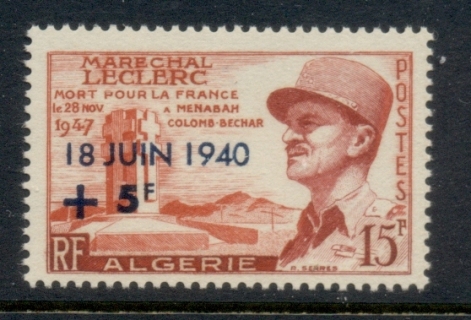 Algeria 1957 General Degaulle, Surch 5f + 5f