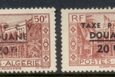 Algeria 1944 Douane Opt 2xshades