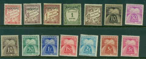 Andorra-Fr-1930s-on-Postage-Dues-Asst-MLH-MUH