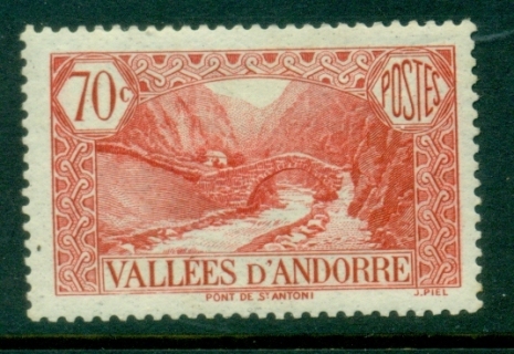 Andorra-Fr-1932-43-Pictorial-70c-MLH