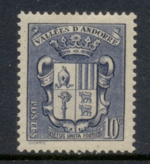 Andorra-Fr-1936-42-Coat-of-Arms-10c-MLH