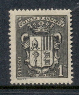 Andorra-Fr-1936-42-Coat-of-Arms-1c-MLH