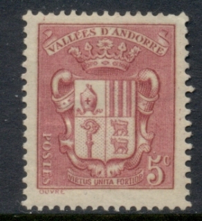 Andorra-Fr-1936-42-Coat-of-Arms-5c-MLH