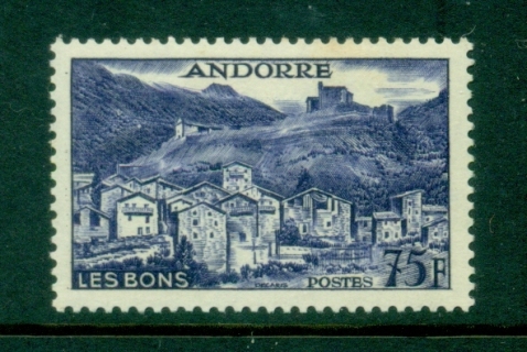 Andorra-Fr-1955-58-Pictorial-75f-small-hinge-thin-MLH