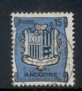 Andorra-Fr-1961-Coat-of-Arms-15c-FU