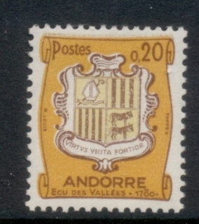 Andorra-Fr-1961-Coat-of-Arms-20c-MUH