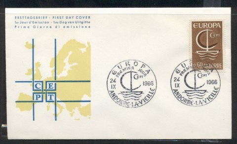 Andorra-Fr-1966-Europa-Sailboat-FDC