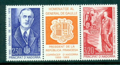 Andorra-Fr-1972-De-Gaulle-pr-label-MUH-lot58458