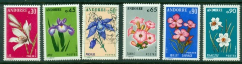 Andorra-Fr-1973-74-Flowers-MUH-FU