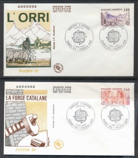 Andorra-Fr-1983-Europa-Human-Genius-2x-FDC