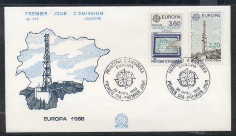 Andorra-Fr-1988-Europa-Transport-Communication-FDC