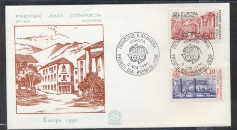 Andorra-Fr-1990-Europa-Post-Offices-FDC