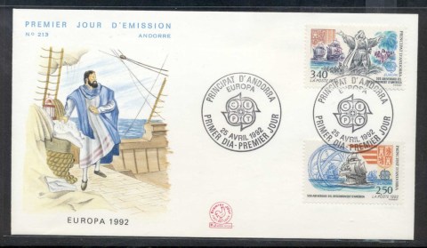 Andorra-Fr-1992-Europa-Columbus-Discovery-of-America-FDC