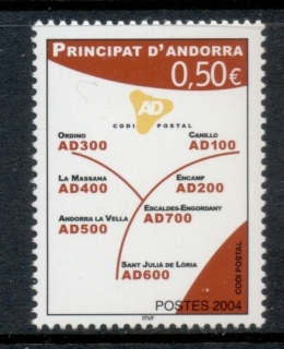 Andorra-Fr-2004-Postal-Codes-MUH