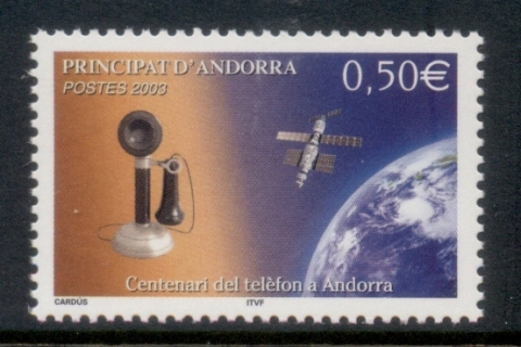 Andorra-Fr-2003-Telephone-in-Anrorra-Centenary-MUH