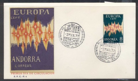 Andorra-Sp-1972-Europa-Sparkles-FDC