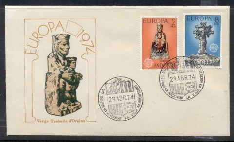 Andorra-Sp-1974-Europa-Sculpture-FDC