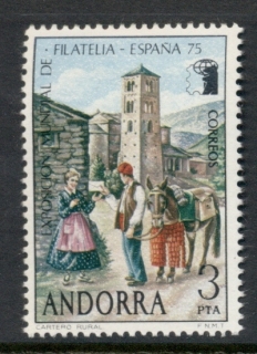 Andorra-Sp-1974-Xmas-Nativity-MLH75-Mail-delivery-19th-Century-MLH