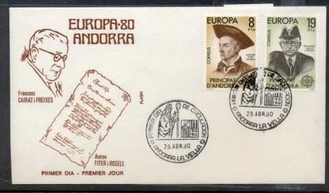 Andorra-Sp-1980-Europa-Celebrities-FDC